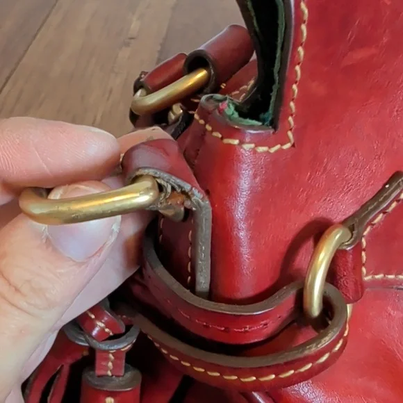 Dooney & Bourke Florentine Red Leather Satchel Handbag